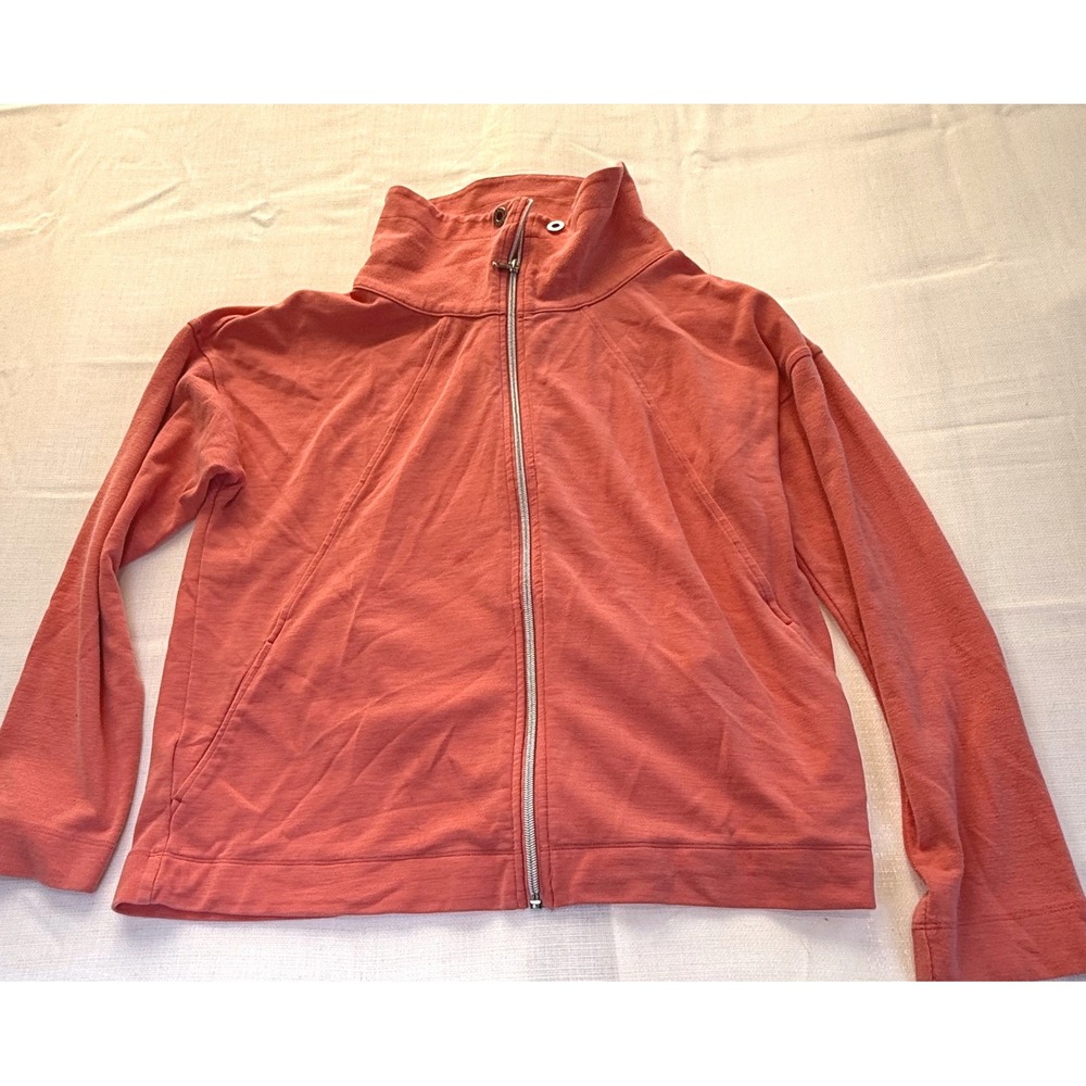 Tommy Bahama Womens Coral‎ Pink Full Zip Funnel Neck Sweatshirt Sz M